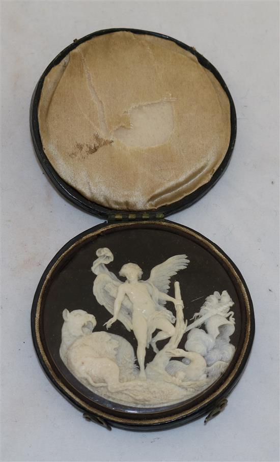 A 19th century Continental carved and pierced ivory panel, 3in.